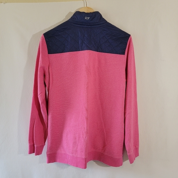 Vineyard Vines Performance Pink Navy Pullover Sweatshirt Sz M Athleisure Outdoor - Picture 2 of 12
